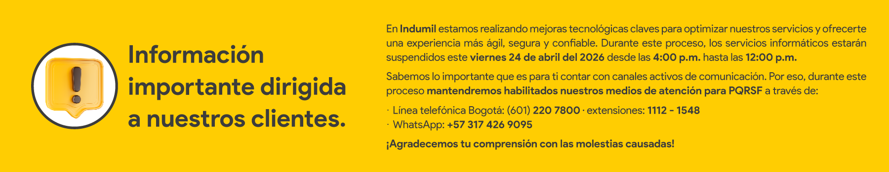 Alerta institucional Indumil